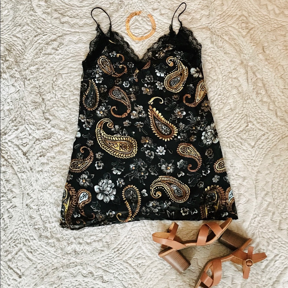 burnout paisley slip dress